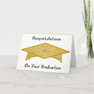 Graduation Cap Gold Glitter Papier Pet / Kaart Pri