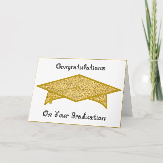 Graduation Cap Gold Glitter Papier Pet / Kaart Pri (Voorkant)