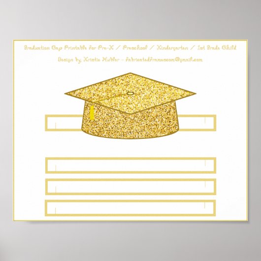 Graduation Cap Goud Glitter Papier Pet Printable Poster (Voorkant)