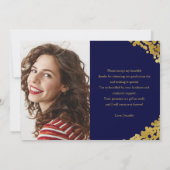 Graduation Cap Goudfolie op Blauwe Liefde en Bedan Kaart (Achterkant)