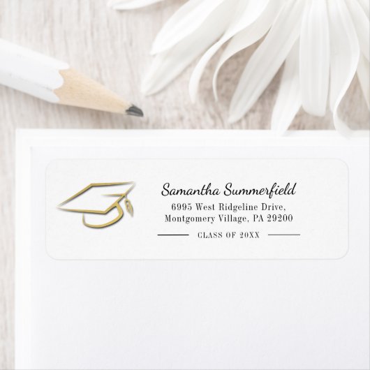 Graduation Cap Graduate Return Address Etiket (Insitu)