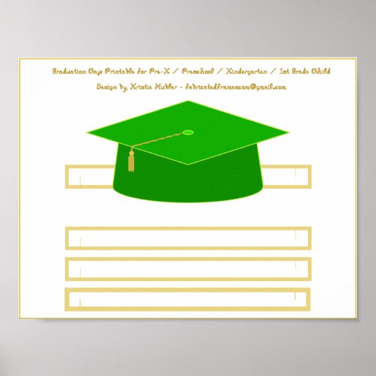 Graduation Cap Groenboek Pet Afdrukbaar Poster (Voorkant)