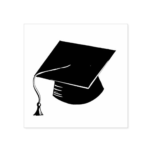 Graduation Cap Houten Rubber stempel (Afrduk)