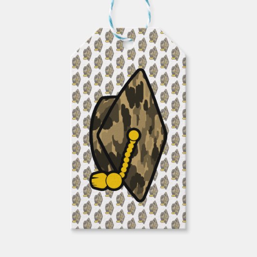 Graduation Cap Khaki Camo Cadeaulabel (Voorkant)