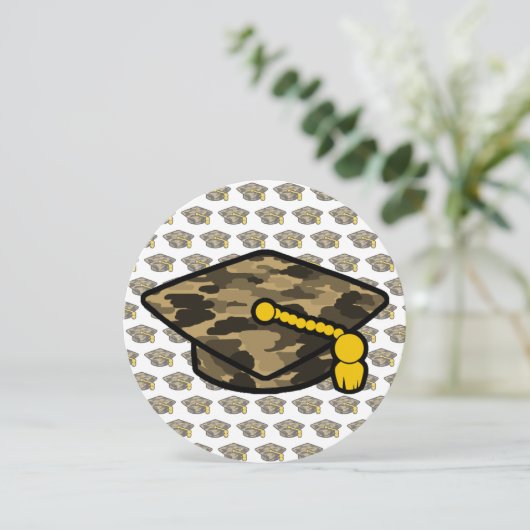 Graduation Cap Khaki Camo Save The Date (Staand voorkant)