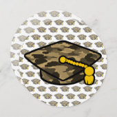 Graduation Cap Khaki Camo Save The Date (Voorkant / Achterkant)