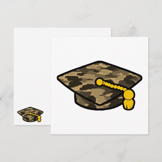 Graduation Cap Khaki Camo Save The Date (Voorkant / Achterkant)