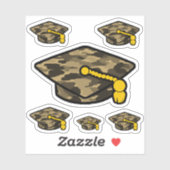 Graduation Cap Khaki Camo Sticker (Vel)