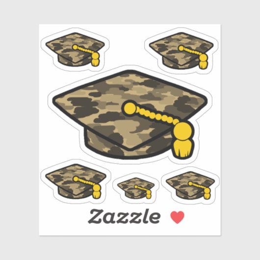 Graduation Cap Khaki Camo Sticker (Vel)