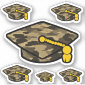 Graduation Cap Khaki Camo Sticker (Voorkant)