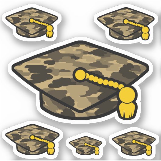 Graduation Cap Khaki Camo Sticker (Voorkant)