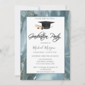 Graduation Cap Lijst Marble Graduation Party Kaart (Voorkant)