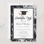 Graduation Cap Marble Black Graduation Party Kaart (Voorkant)