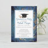 Graduation Cap Marble Gold Graduation Party Kaart (Staand voorkant)