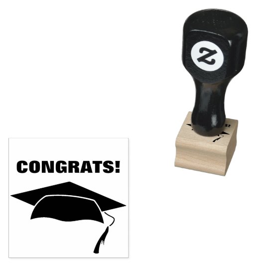 Graduation Cap met Congrats Stamp Rubberstempel (Gestempeld)