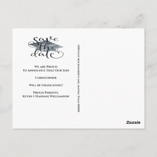 Graduation Cap Modern Bewaar de datum Briefkaart (Achterkant)