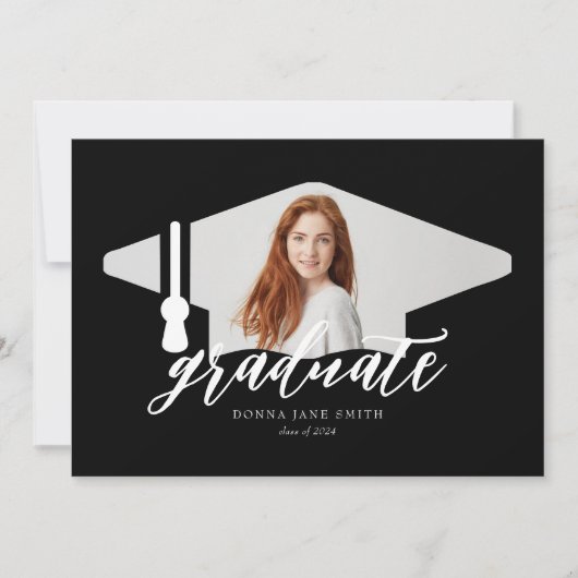 Graduation Cap Modern Minimalist 4 foto's Verticaa Kaart (Voorkant)