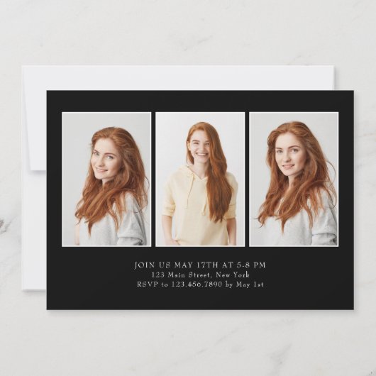 Graduation Cap Modern Minimalist 4 foto's Verticaa Kaart (Achterkant)