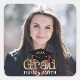 Graduation Cap Moderne Foto Vierkante Sticker