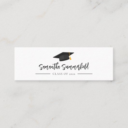 Graduation Cap Moderne Script Naam Oproepen Mini Visitekaartje (Voorkant)