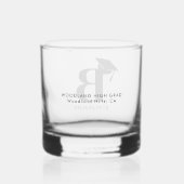 Graduation Cap Monogram Minimalistisch Modern Gift Whisky Glas (Achterkant)