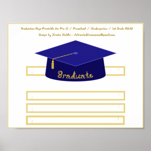 Graduation Cap Navy Blue Paper Pet Afstuderen Gold Poster (Voorkant)