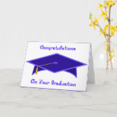 Graduation Cap Navy Blue Paper Pet Kaart Printable (Gele Bloem)