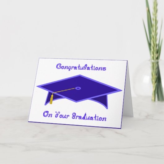 Graduation Cap Navy Blue Paper Pet Kaart Printable (Voorkant)
