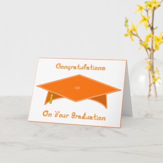 Graduation Cap Oranje Papier Pet of Kaart Printabl (Gele Bloem)