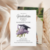 Graduation Cap Paarse Bloemen Foto Afstuderen Kaart