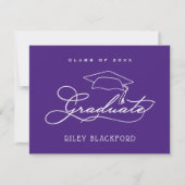 Graduation Cap Paarse Dank je Notitiekaartje (Voorkant)