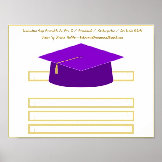 Graduation Cap Paarse papier Pet afdrukbaar Poster (Voorkant)