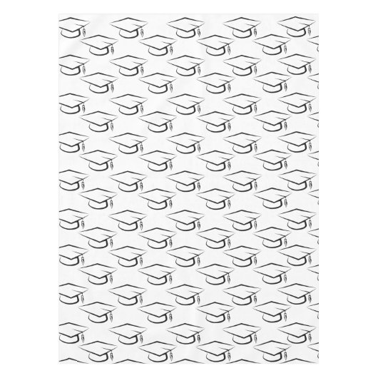 Graduation Cap Pattern Zwart-wit Tafelkleed (Voorkant)