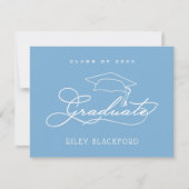 Graduation Cap Poeder Blauw Dank u Notitiekaartje (Voorkant)