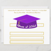Graduation Cap Purple Party Hat 2026 in White (Voorkant)