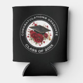 Graduation Cap & Red Roses Class of 20XX  Blikjeskoeler (Voorkant)