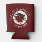 Graduation Cap & Red Roses Class of 20XX  Blikjeskoeler (Achterkant)
