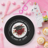 Graduation Cap & Red Roses Class of 20XX Papieren Bordje (Feest)