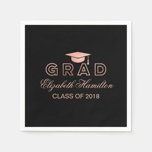 Graduation Cap Roos Gold Elegant Afstudeerder Part Servetten (Voorkant)