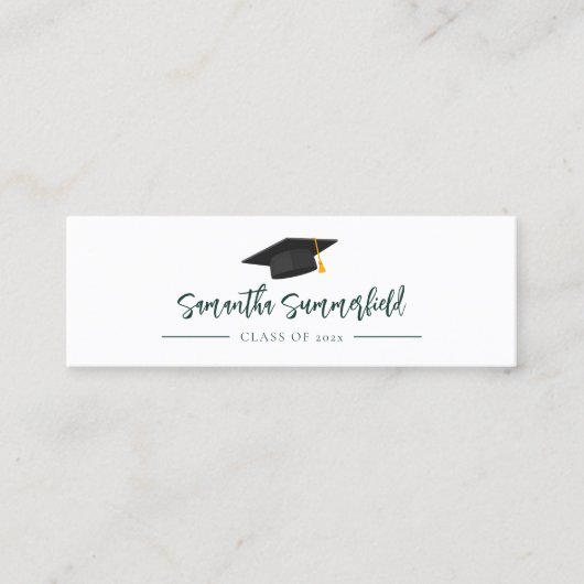 Graduation Cap Script Afstuderen Naam Oproepen Mini Visitekaartje (Voorkant)