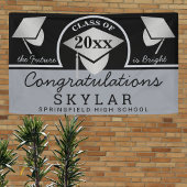 Graduation Cap Silver Fun Gefeliciteerd Spandoek