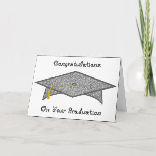 Graduation Cap Silver Glitter Papier Pet Kaart Pri