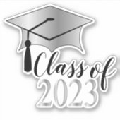 Graduation Cap - Tassel Black Silver Class of 2023 Sticker (Voorkant)