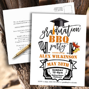Graduation Cap Tassel Eenvoudige BBQ Party uitnodi Briefkaart