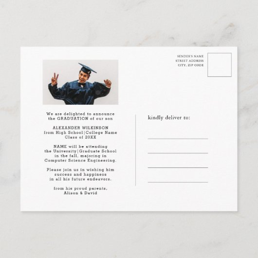 Graduation Cap Tassel Eenvoudige foto BBQ Party Uitnodiging Briefkaart (Achterkant)