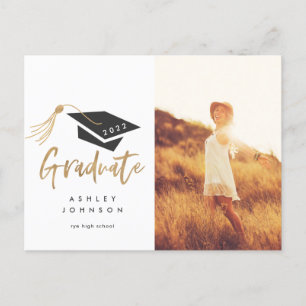 Graduation Cap Tassel Gold Foil Foto 2022 Aankondigingskaart
