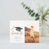 Graduation Cap Tassel Gold Foil Foto 2022 Aankondigingskaart (Staand voorkant)