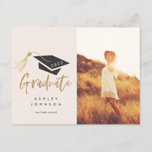 Graduation Cap Tassel Gold Foil Foto 2022 Announc Aankondigingskaart