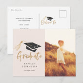 Graduation Cap Tassel Gold Foil Foto 2022 Announc Aankondigingskaart (Voorkant / Achterkant)