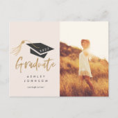 Graduation Cap Tassel Gold Foil Foto 2022 Announc Aankondigingskaart (Voorkant)